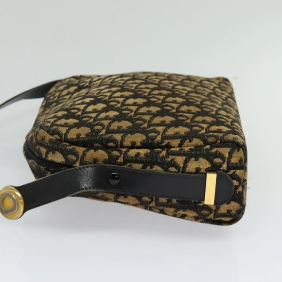 Christian Dior Trotter Canvas Shoulder Bag Navy Gold Auth - Picture 4 of 16